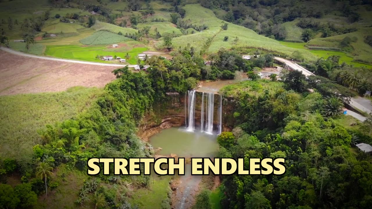 Aerial waterfall valley